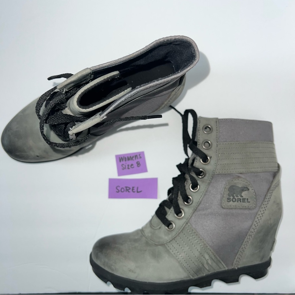 Sorel Gray Lexie Wedge Booties – Women’s Size 8.5